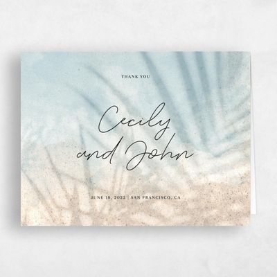 Beige Beach Wedding Thank You - Seabay Palm