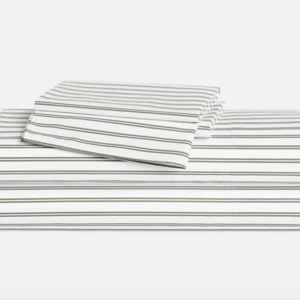 Classic Percale Core Sheet Set- Tandem Stripe in Fresh Moss