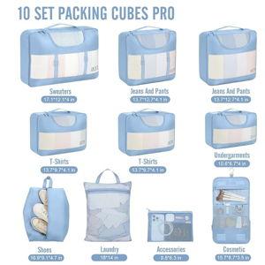 Veken 10 Set Packing Cubes for Travel Essential, Suitcase Organizer Bags in 4 Sizes, Carry-On Luggage Accessories with Large Laundry & Hanging Toiletry Bag, Must-Have for Airplane, Road Trip & Camping