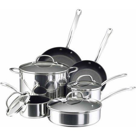Farberware Millennium Stainless Steel Cookware 10-Piece Set, Stainless Steel