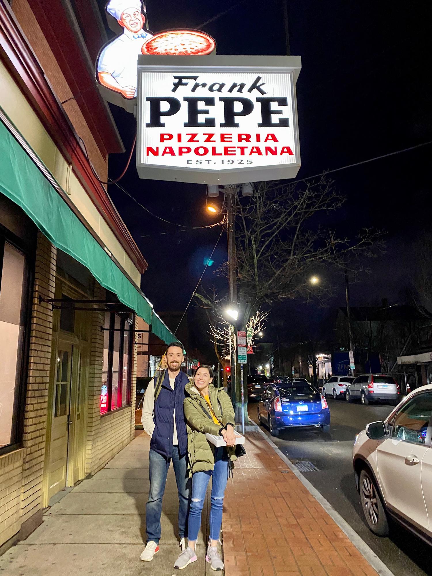 Frank Pepe’s with friends, New Haven, CT, 2020