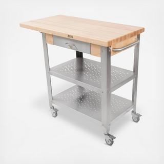 Cucina Elegante Partially Extendable Bucher Block Kitchen Cart