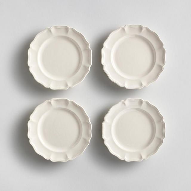 Heirloom Scalloped Appetizer Plates, Set of 4 - White