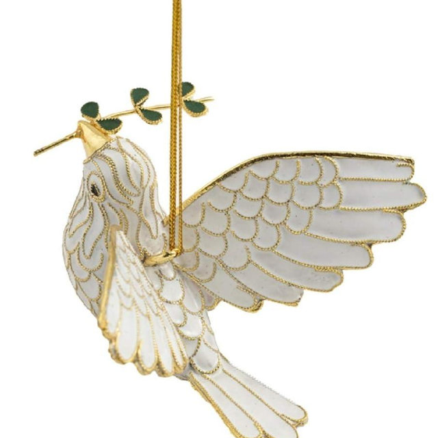 Value Arts B908E4 Cloisonne Peace Dove Hanging Ornament Enamel on Copper B908E4 4 Inches x 4 Inches