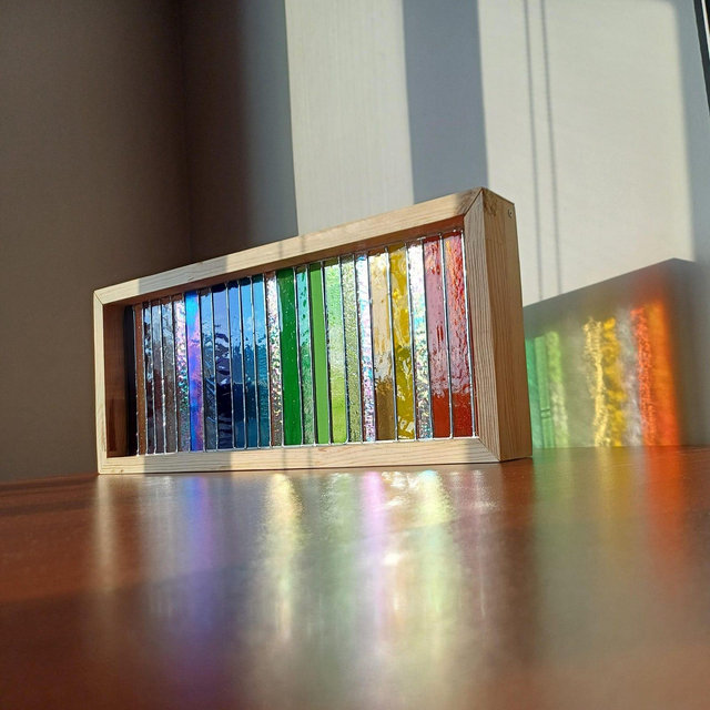 Rainbow Stained Glass Suncatcher, Glass Window Corner ,Housewarming Unique Gift Decoration, Charming Office Present, Garden Ornaments