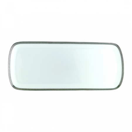 Porcelain Dessert Rectangular Plate Platinum finish