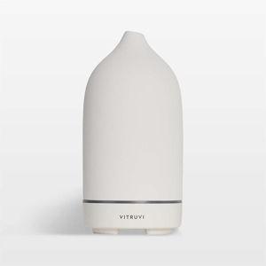 Vitruvi Suede White Stone Essential Oil Diffuser | Crate & Barrel