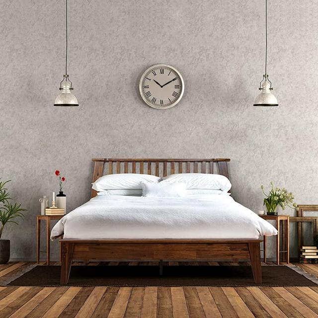 Acacia Kaylin 14 Inch Wood Platform Bed Frame with Headboard, Queen Chocolate