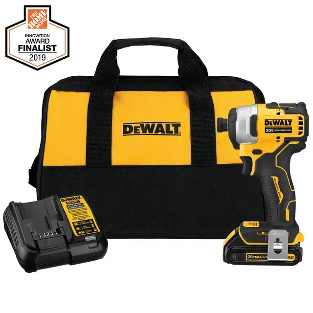ATOMIC 20-Volt MAX Cordless Brushless Compact 1/4 in. Impact Driver, (1) 20-Volt 1.3Ah Battery, Charger & Bag