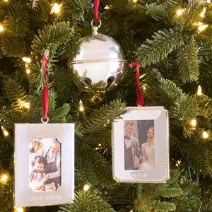 Silver Beaded Personalized Photo Frame Ornament