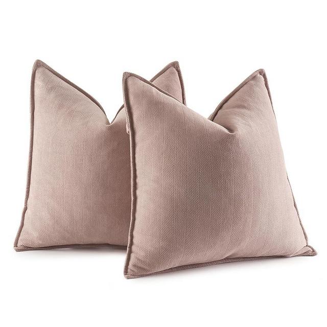 MIULEE Pack of 2 Blush Pink Decorative Pillow Covers 18x18 Inch Soft Chenille Couch Throw Pillows Farmhouse Cushion Covers with Elegant Design for Sofa Bedroom Living Room Spring Decor Valentines Day