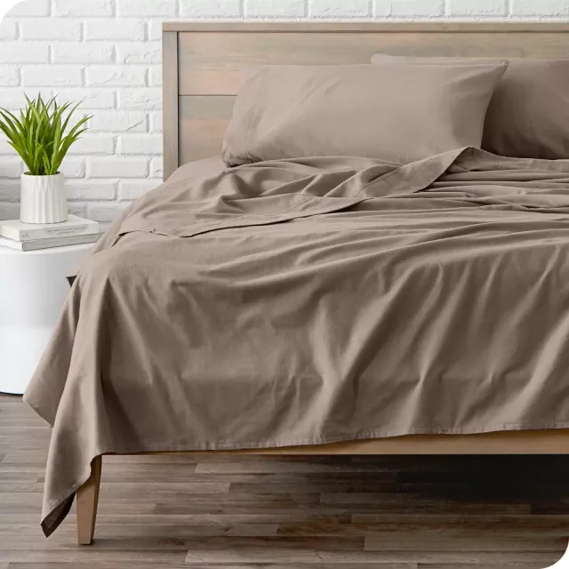 Taupe Cotton Flannel King Sheet Set by Bare Home
