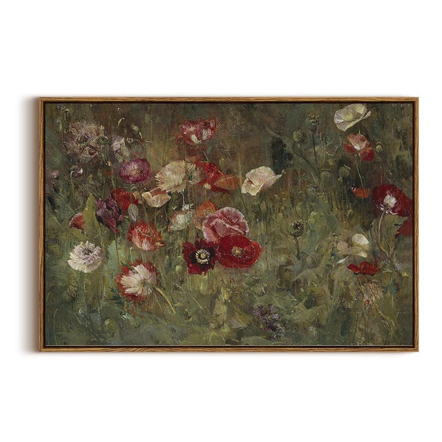 InSimSea Framed Vintage Flowers Large Wall Art Prints, Framed Flowers Canvas Wall Art Modern Farmhouse Decor, Botanical Wall Art Painting for Office, Bedroom Bathroom Office home Decor 20x30inch
