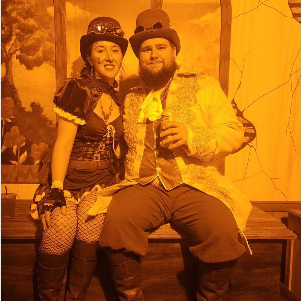 We dressed up as a steampunk couple for a Halloween themed rave