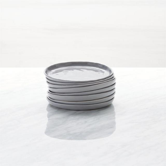 Mercer Grey Round Appetizer Plates, Set of 8