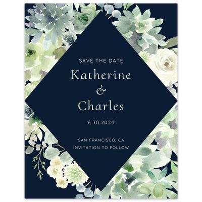 Navy, Blue Wedding Digital Save the Date - Cricket Wreath