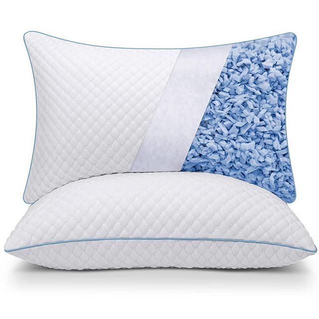 OSBED Bed Pillows Queen Size Set of 2, Shredded Memory Foam Pillows 20 x 30 Inches, Adjustable Firm Pillows for Side Back Stomach Sleepers Washable Removable Cover CertiPUR-US Certified