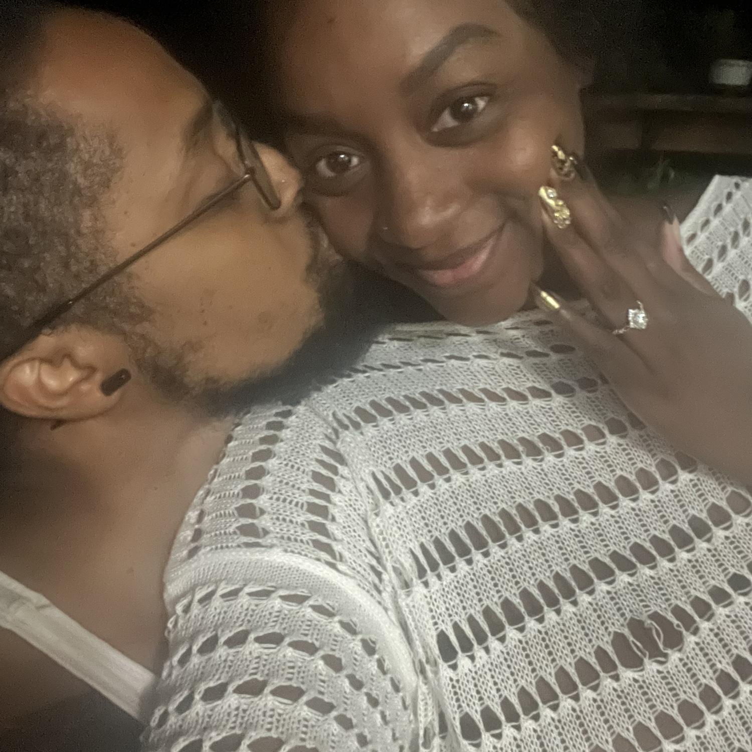 This was a few minutes after he proposed, and Bianca was still in shock.