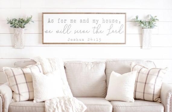 As For Me and My House We Will Serve the Lord | Christian Wall Sign | Christian Signs | Bible Verse Sign | Joshua 24 15 | As For Me and My