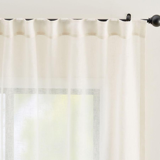 Emery Linen Sheer Curtain, Ivory, 50" W x 96" L