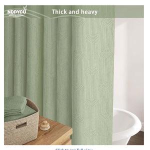 Sage Green Shower Curtain Boho Cotton Texture Mid Century Minimalist Arch Shower Curtain for Bathroom,72" W X 72" L