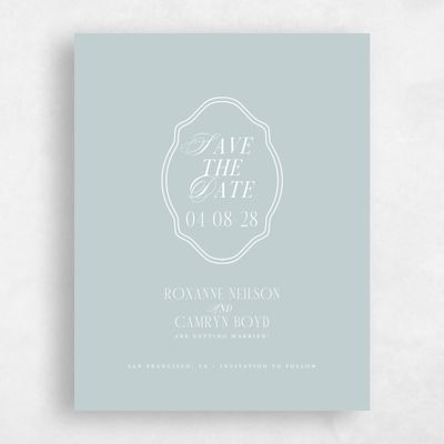 Soft Teal, Blue Wedding Save the Date - Kotor Portrait
