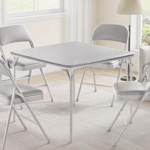 Folding Card Table, 37.7 Inch Portable Square Folding Table with PU Soft Cushion for Living Room and Dining Room, Gray
