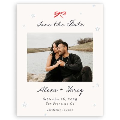 Multi-Colored Wedding Digital Save the Date - Moire Photo