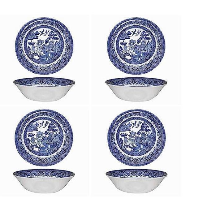 Churchill Blue Willow Pasta Bowl 9", Set Of 4, Made In England