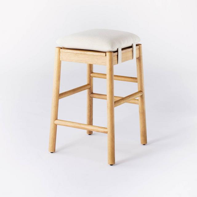 Emery Backless Wood Counter Height Barstool with Upholstered Seat Natural - Threshold™ designed with Studio McGee