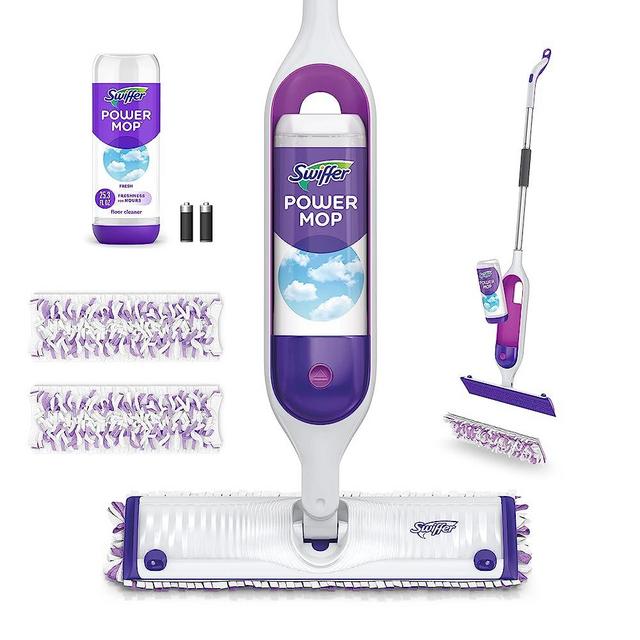 Swiffer PowerMop Multi-Surface Mop Kit for Floor Cleaning, Fresh Scent, Mopping Kit Includes PowerMop, 2 Mopping Pad Refills, 1 Floor Cleaning Solution with Fresh Scent and 2 Batteries