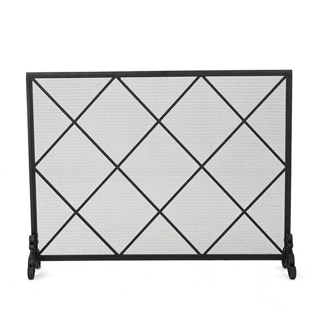 Christopher Knight Home Howell Single Panel Iron Fireplace Screen, Black
