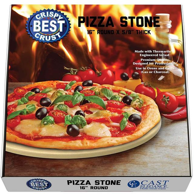 Pizza Stone for Best Crispy Crust Pizza, The Only Stoneware with Thermarite (Engineered Tuff Cordierite). Durable, Certified Safe, Ovens & Grills 16 Round, Bonus Recipe Ebook & Free Scraper