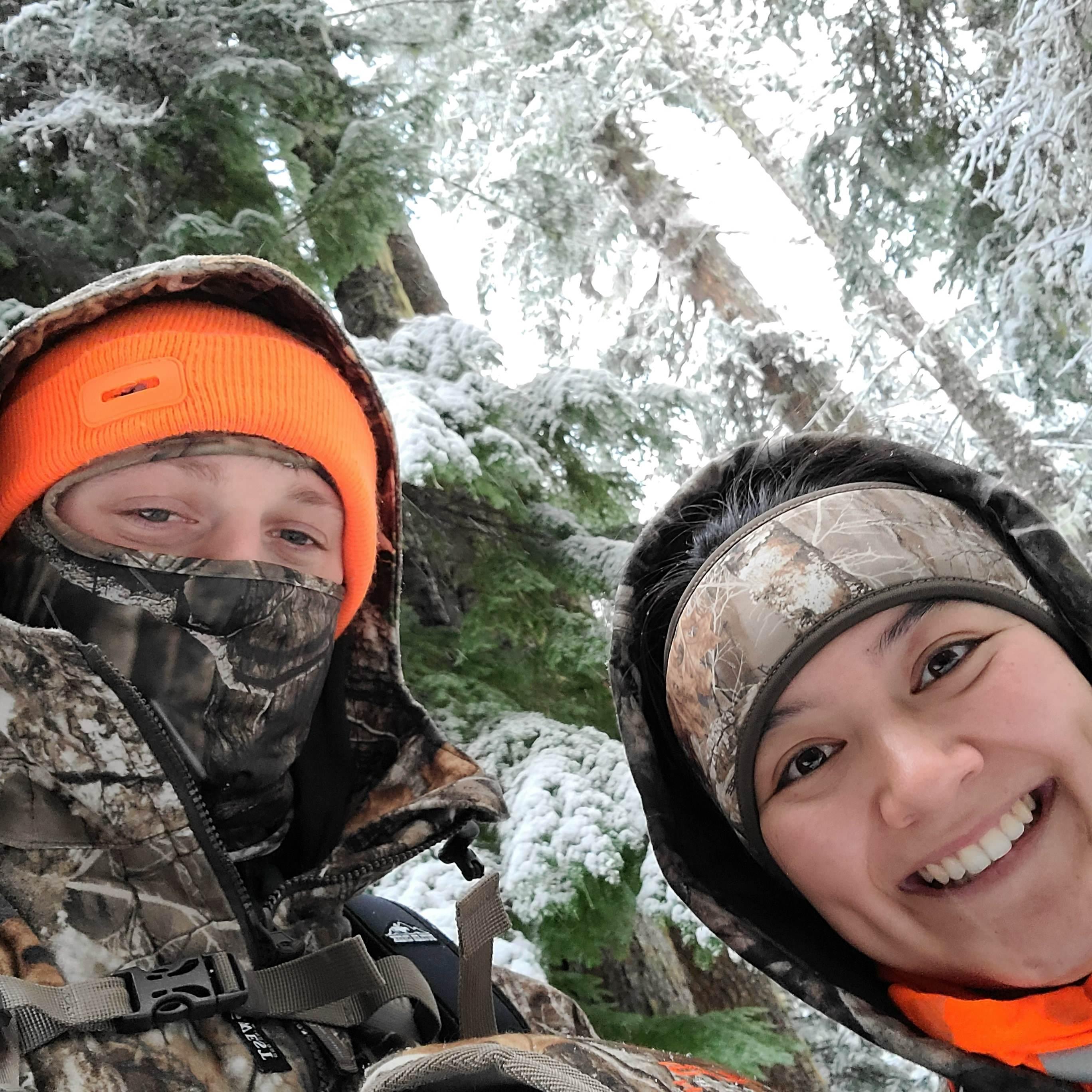 Having some fun deer hunting in the snow.