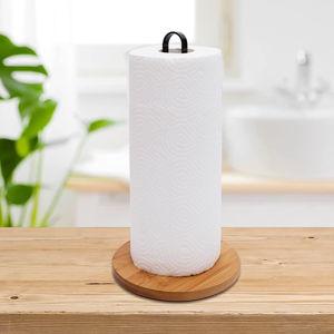 TONLEA Wooden Paper Towel Holder Countertop, Kitchen-Towel-Holder FreeStanding with Non-Slip Base for Bathroom
