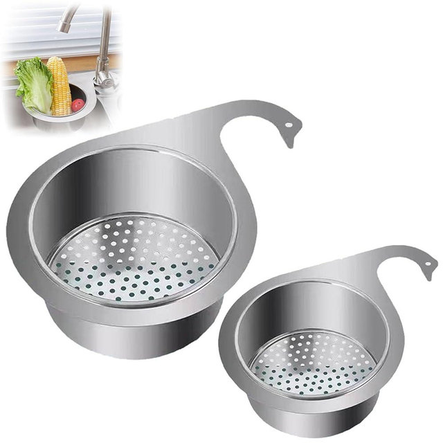 Stainless Steel Swan Sink Strainer Basket, Stainless Steel Sink Strainer Basket, Swan Filter Basket, Sink Filter Basket, Corner Sink Strainer (1pcsA+1pcsB)