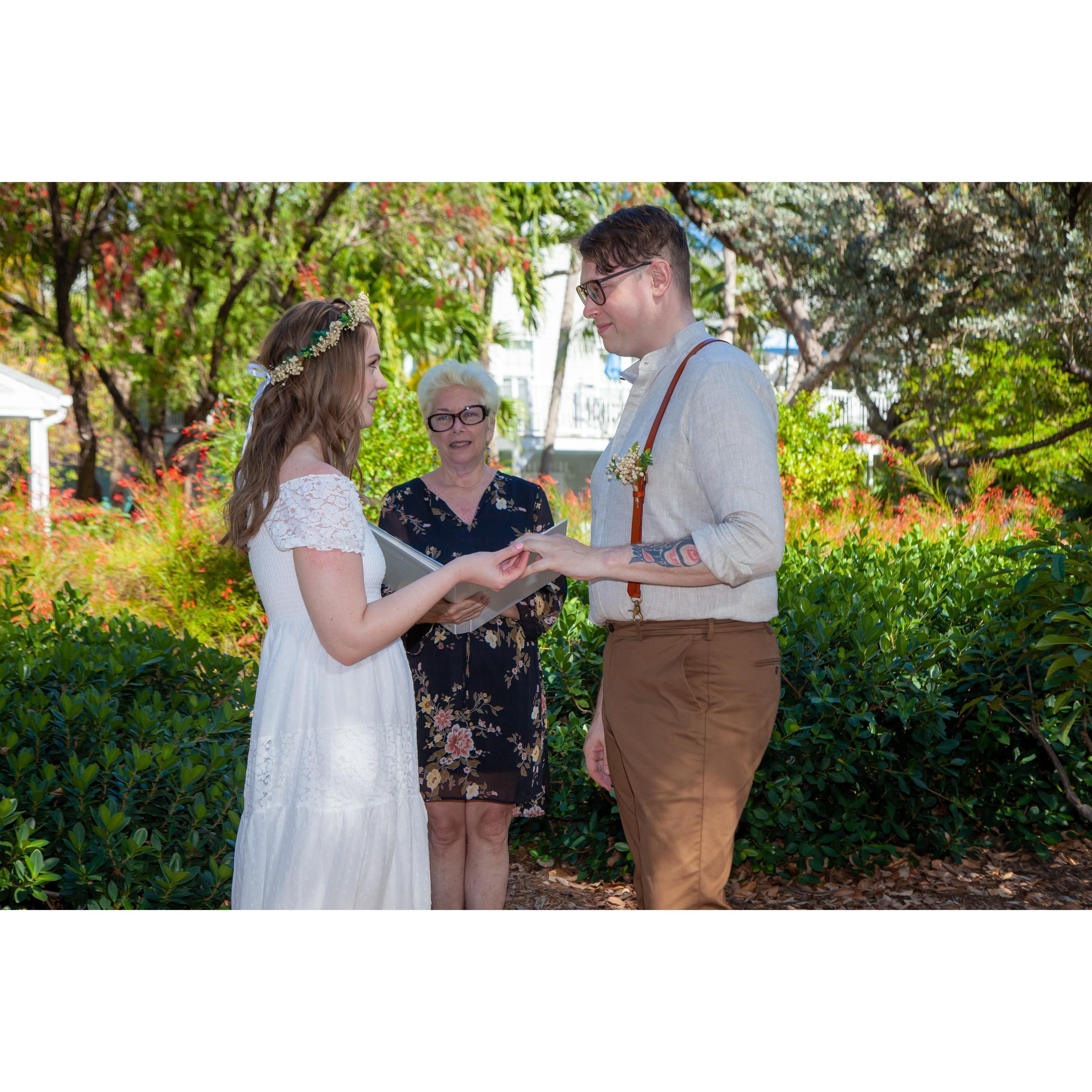 Exchanging rings, Truman Gardens, Key West