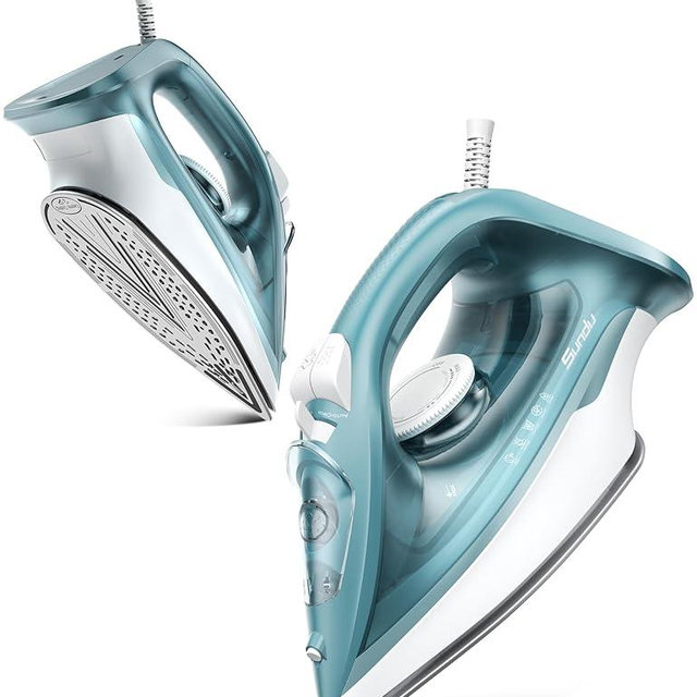 Sundu 1500W Steam Iron for Clothes - Ceramic Coated Soleplate, Rapid Heating, Self-Cleaning, Auto-Off, 11.84oz Water Tank, Precise Thermostat, Home Use Green
