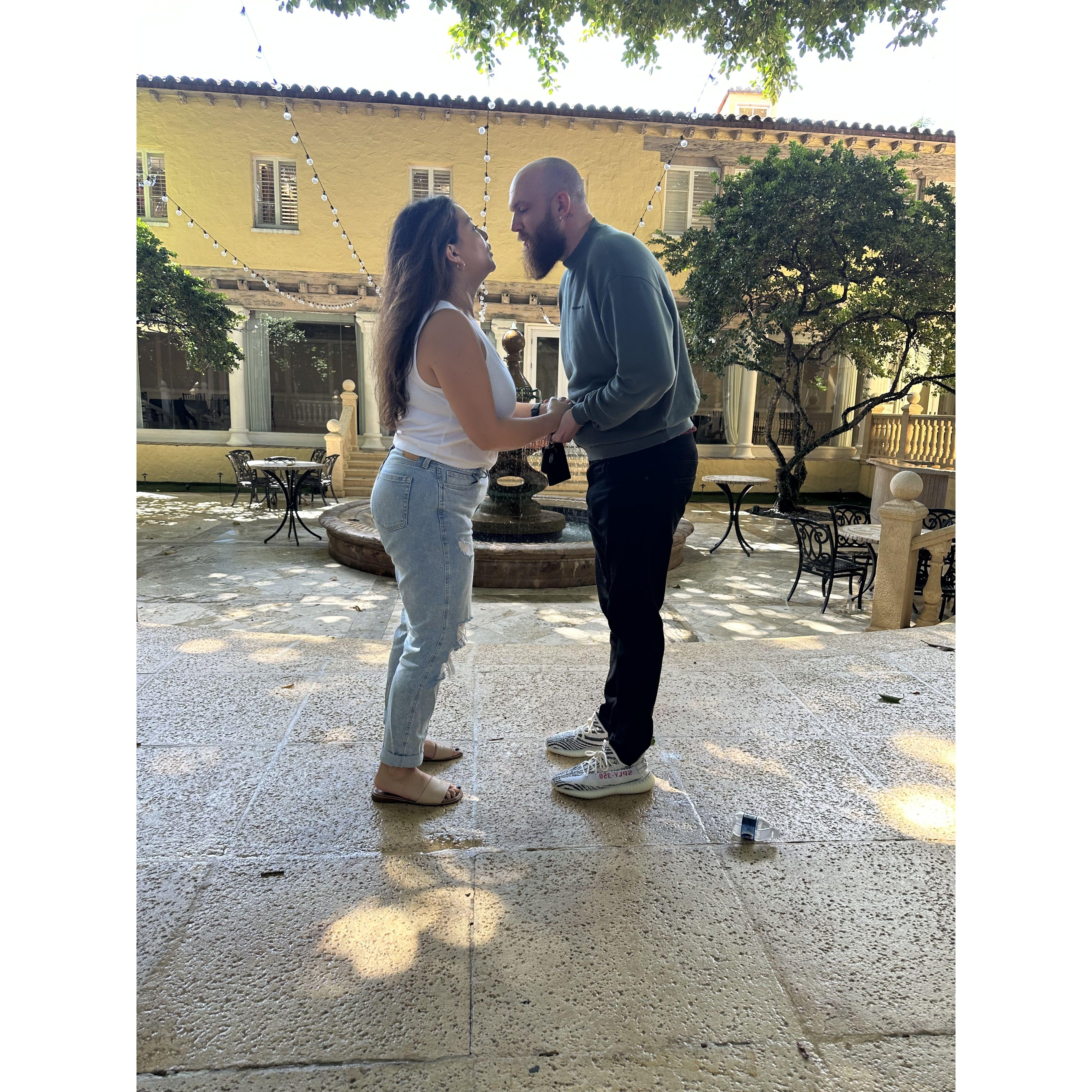 Standing in the spot where in a few months we both will say I DO!