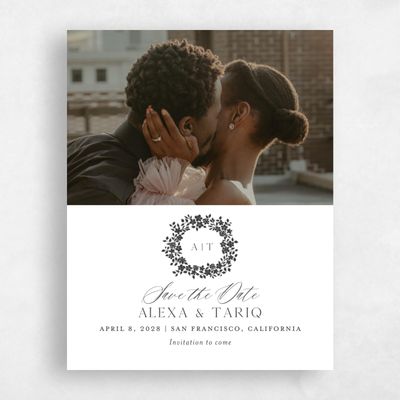 Dark Charcoal, White Wedding Save the Date - Tiglio Photo