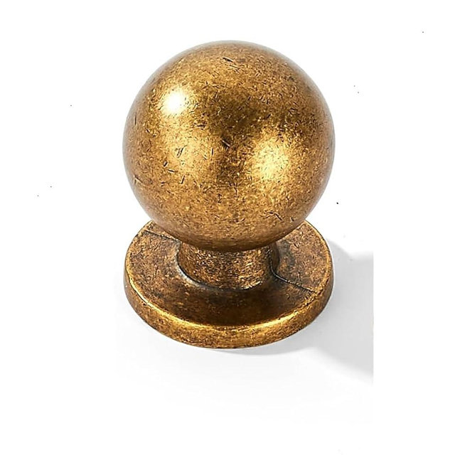 khtumeware 10 Pack 1 Inch (25mm) Diameter Round Solid Vintage Antique Brass Finish Kitchen Cabinet Knobs,Ball Cabinet knobs.