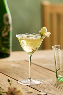 Ruffled Green Glass Coupe