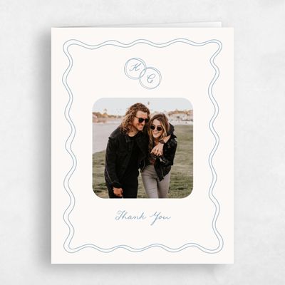 Blue Monogram Wedding Thank You - Cara Photo