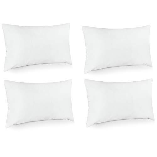 Utopia Bedding Throw Pillows Insert (Pack of 4, White) - 12 x 20 Inches Bed and Couch Pillows - Indoor Decorative Pillows