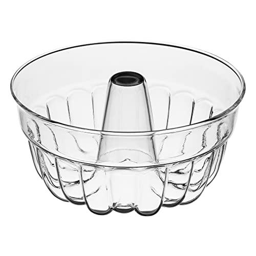Simax Clear Glass Fluted Bundt Pan | Heat, Cold, and Shock Proof, Holds 1.4 Quarts (5.4 Cups), Made in Europe, Great for Small Ring Cakes, Puddings, Desserts, Monkey Bread, and More, Dishwasher Safe