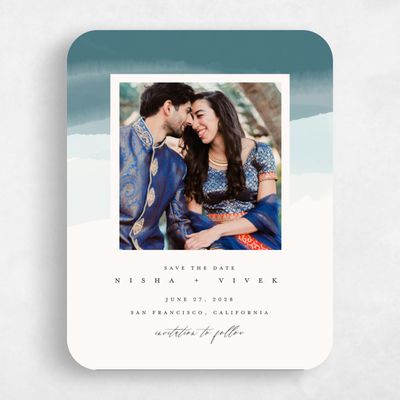 Blue Rounded Wedding Save the Date - Halloway Photo