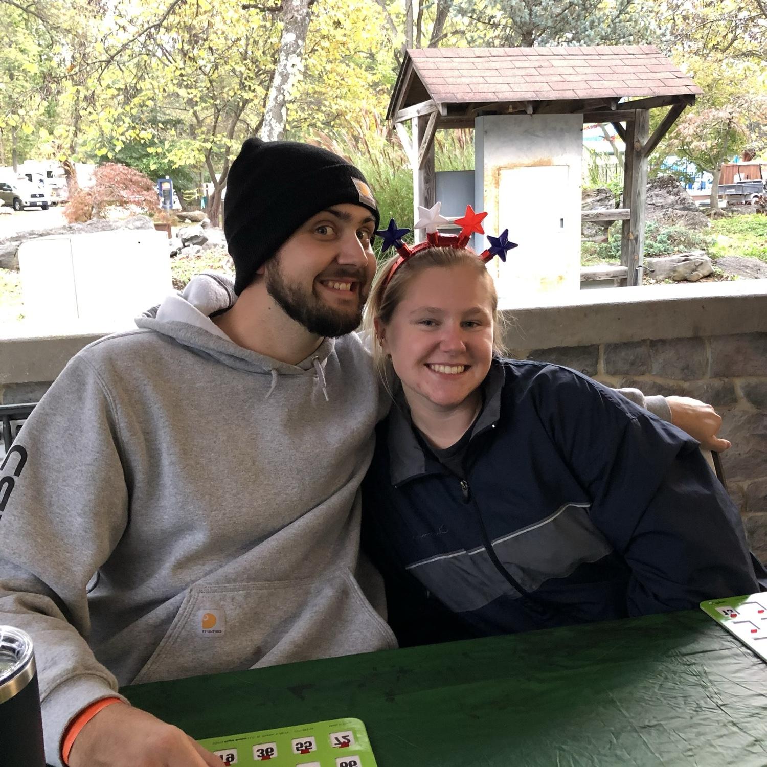 Bryce and Jordan playing BINGO at Yogi!