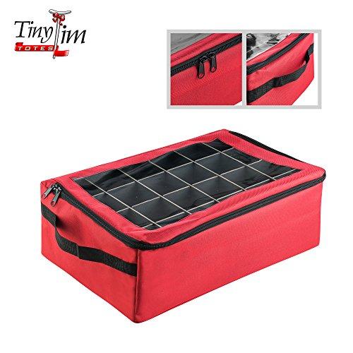 Tiny Tim Totes Red | Premium | 48 Christmas Ornament Organizer Storage Box Case