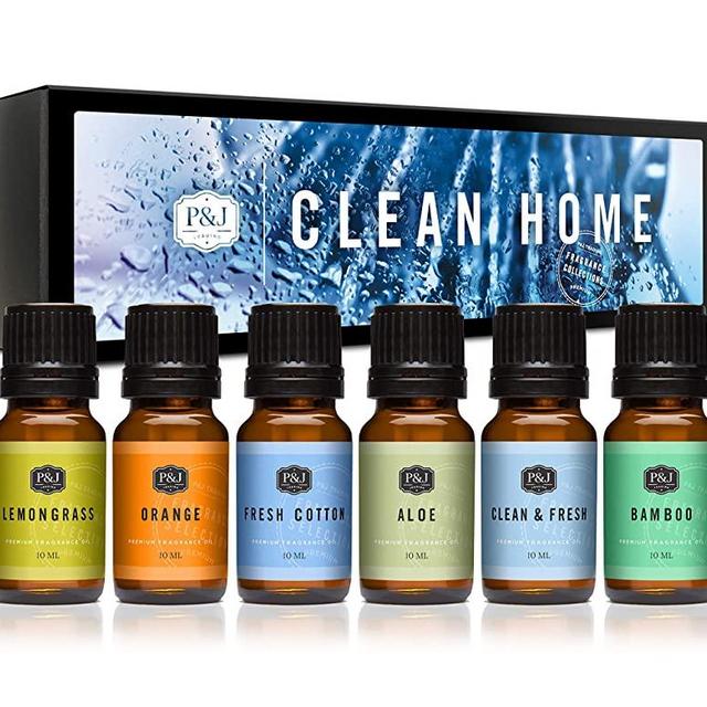 P&J Trading Fragrance Oil | Clean Home Set of 6 - Scented Oil for Soap Making, Diffusers, Candle Making, Lotions, Haircare, Slime, and Home Fragrance