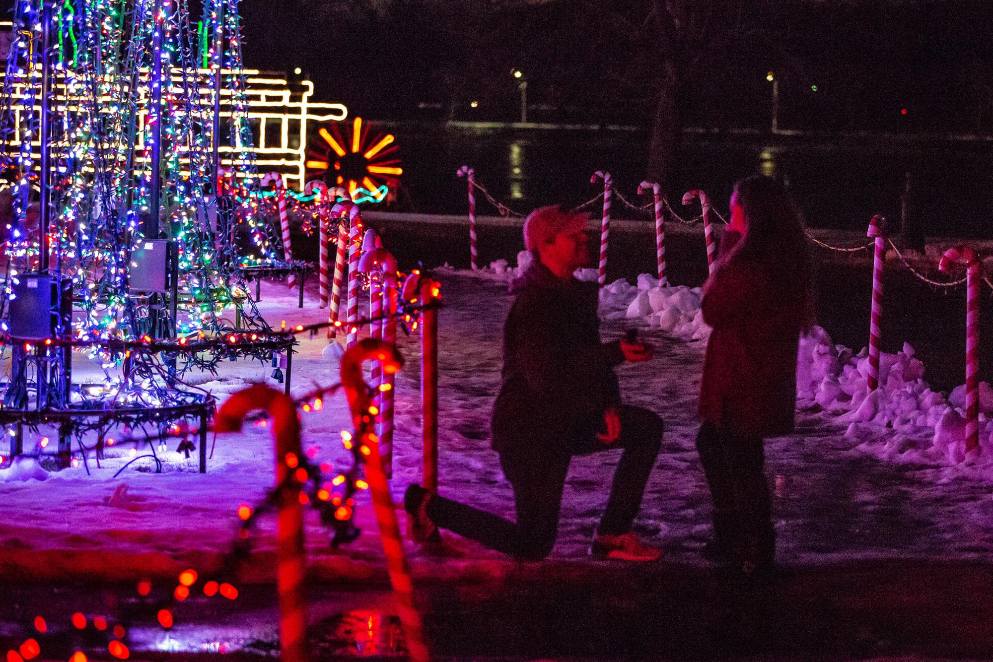 The proposal.... if you look close enough you can see Nick kneeling in the puddle. Unfortunately, you can not hear Rudolph the Red Nose Reindeer in the background though.